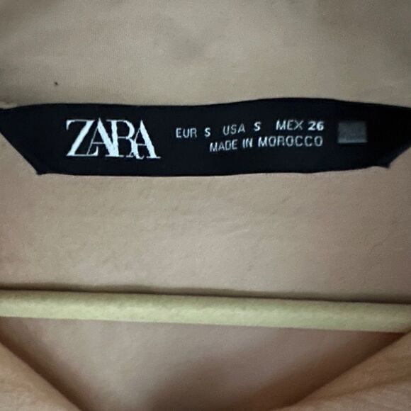 Zara Tan Oversized cotton Poplin button down Shirt Tunic Dress NWOT S - Picture 6 of 15